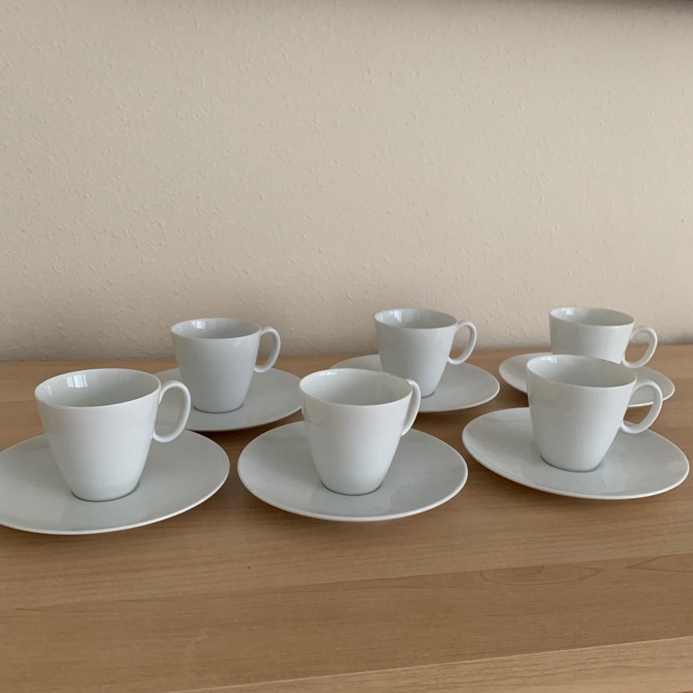 Rosenthal Rhythm Continental China Cups and Saucers Designed by Raymond Loewy
